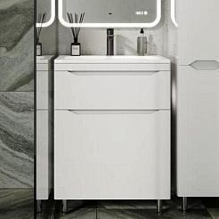 Style Line Тумба с раковиной Марелла 60 Люкс Plus антискрейтч белая – фотография-2